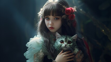 Anime girl with fantasy with dark magic princess