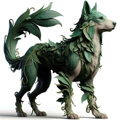 Enchanting canine embodying the Brazilian Curupira folklore, a mythical creature with vibrant fur, supernatural agility, and mischievous charm. A fusion of biological marvels and cultural mystique, th