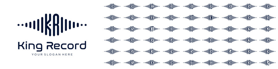 logos music combined letter K with letters from A to Z and numbers from 1 to 9. vector illustration