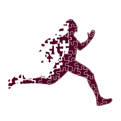 Running puzzle man vector illustration - 722389219