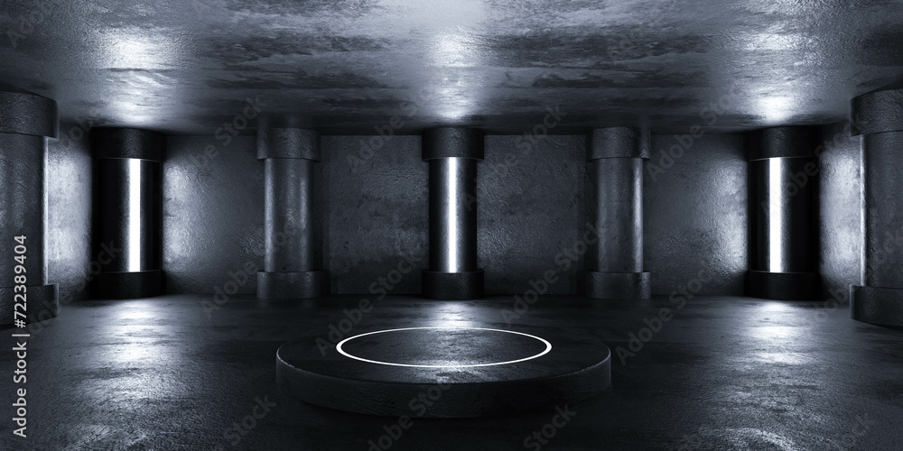 Poster empty room with columns and round table for presentation 360 panorama vr environment map
