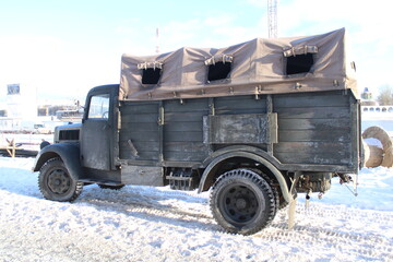 Old war machine at winter