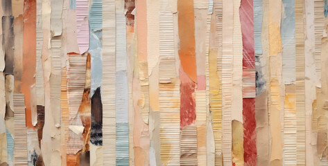 vertical strips of scrap paper of various textures and colors; background image - Powered by Adobe
