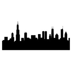Fototapeta premium Black and white silhouette of Chicago city, 