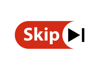 Skip ads button icon. Stop video ad logo symbol background. Online ad marketing stop sign