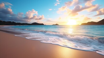 Fototapeta premium Soothing and Serene Caribbean Sunset on Antigua's Coastline