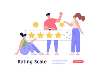 Customer Satisfaction Survey Clients Choosing Satisfaction Rating with Good and Bad Emotions. Concept of Client Feedback, Online Survey, Customer Review. Vector illustration for Web Design