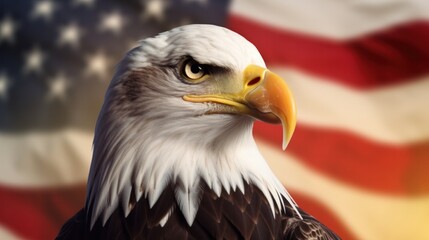 The Flag of America featuring the Majestic American Bald Eagle