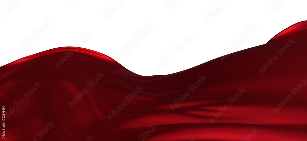 Poster flowing red cloth background, 3d rendering.