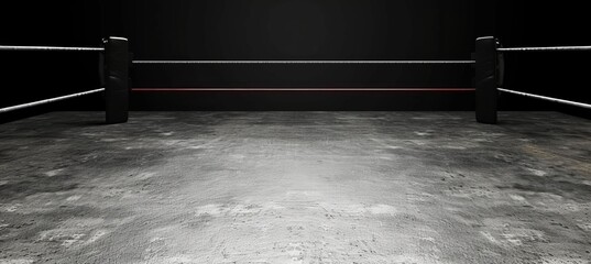 Empty professional boxing ring in arena for competitive matches and sporting events