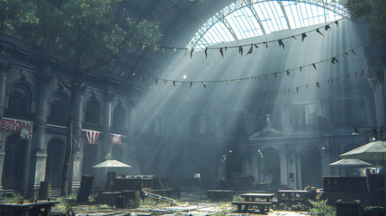 People at Event Show, Party Stage in Dark, Concert Crowd Scene, Light Background, Festival Arena, Performance Club, Music Sport, Silhouette Night, Public Laser Presentation, Smoke Building