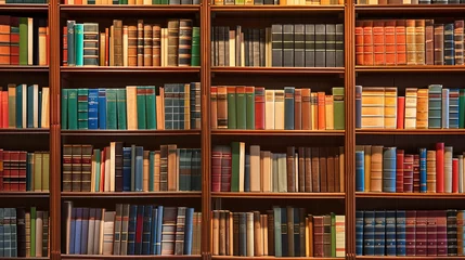 Foto op Aluminium Wall of books on the shelfs © © Raymond Orton