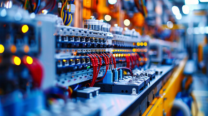 Naklejka premium Industrial Power Equipment, Electricity Circuit Technology, Control Panel and Energy, Voltage Switch Component, Wire Cabinet Safety, Construction System Line Installation, Automatic Fuse Box