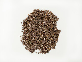Healthy Chia seeds isolated on white background. Healthy breakfast, vitamin snack, diet and healthy eating concept.