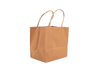 Paper bag on a white background. Paper bag close up.