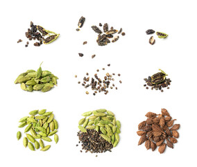 Cardamom Isolated, Green Cardamon Seeds, Dry Kardamon, Cardamum Spice, Genera Elettaria Beans