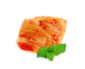 Kimchi Isolated, Red Kimchee, Spicy Kim Chi, Hot Fermented Napa Cabbage, Traditional Jimchi