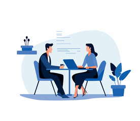business people meeting flat character illustration