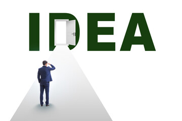 Idea concept with road leading to open door