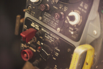Weapon control panel in an old fighter plane in Denmark