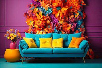 color interior with sofa