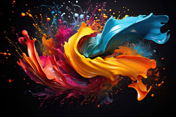 colorful swirl of paint on black background