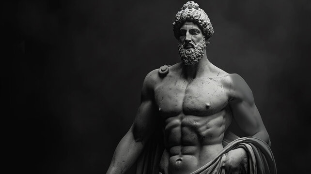 Series of mythological gods and heroes from ancient times, sculptures
