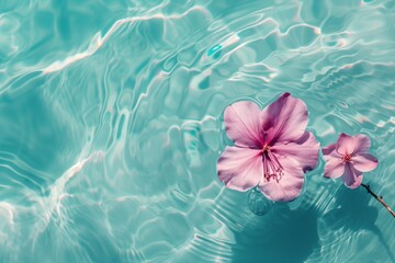 water background with pink tropical flower