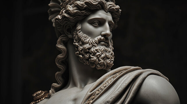 Series of mythological gods and heroes from ancient times, sculptures
