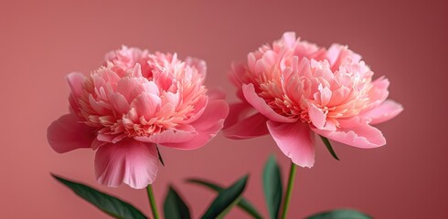 Fototapeta na wymiar pink peonies on pink background, in the style of photorealistic pastiche, playful elegance