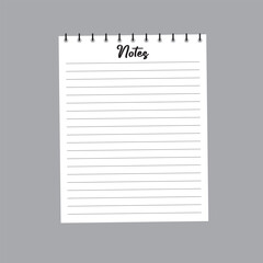  Notebook pages with wire binding, realistic lined paper sheets. Empty school notepad page, memo note sheets with spiral binders vector set. Lined and squared pages for planner or organizer in eps 10.