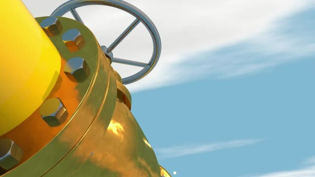 Gas valves on a pipe. Gas production technology. Gas distributor