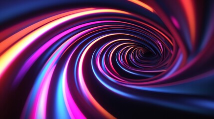 Obraz premium This image captivates with its deep, swirling vortex of neon colors, drawing the viewer into a seemingly endless spiral that symbolizes motion and energy