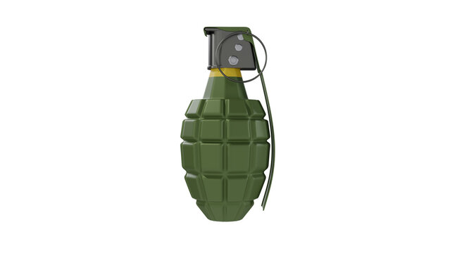 Battle frag grenade isolated on transparent and white background. Hand grenade concept. 3D render