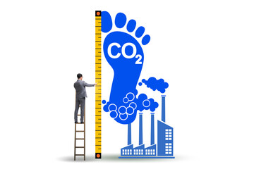 Carbon footprint concept with pollution