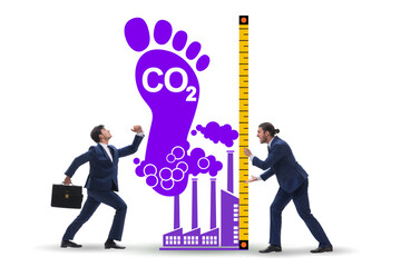 Carbon footprint concept with pollution
