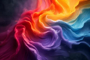 Fotobehang Stunning abstraction of a wavy gradient color. Sweeping waves of vibrant colors create an energetic and abstract digital art piece © Nikolay