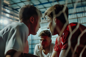 footballer placing a bet on the outcome of the match with his teammates