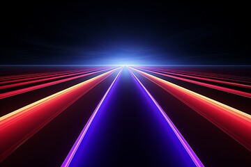 Neon cityscape. vibrant glow of futuristic lights in shapes resembling a metropolis at night - obrazy, fototapety, plakaty
