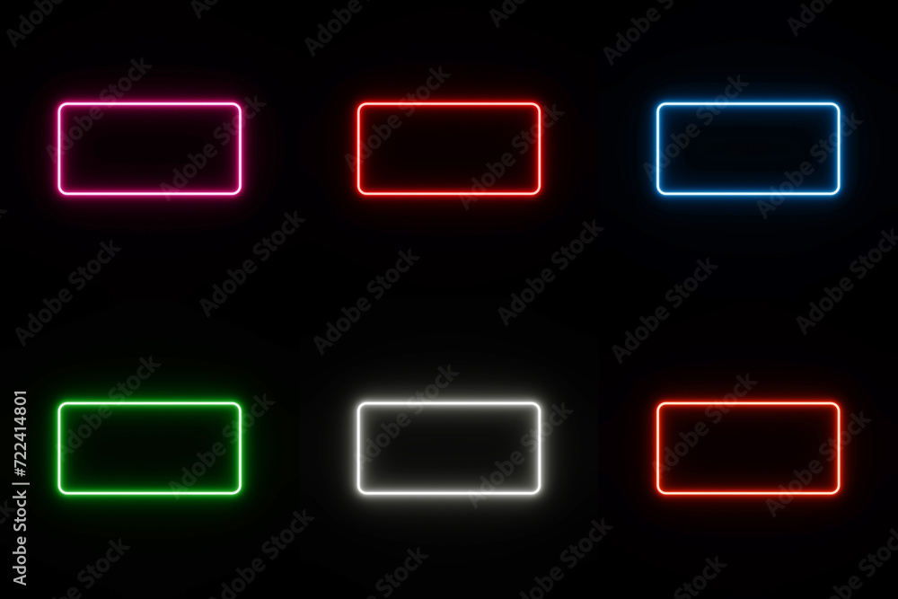 Aufkleber rectangle banner. rectangle frame on neon color. rectangle button on neon color. rectangle neon line