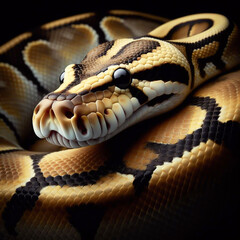 Fototapeta premium Snake, cobra, isolated on black background. Reptiles in nature. AI generated