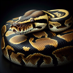 Snake, cobra, isolated on black background. Reptiles in nature. AI generated