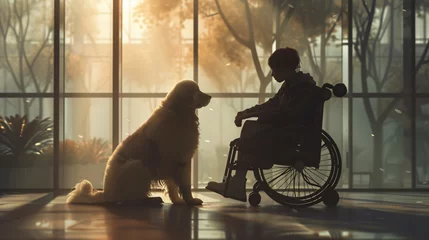 Schilderijen op glas Concept Of Service Dogs Assisting People With D. © Insight