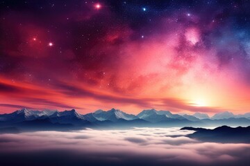 Fantasy Galaxy Landscape Background. Generative AI
