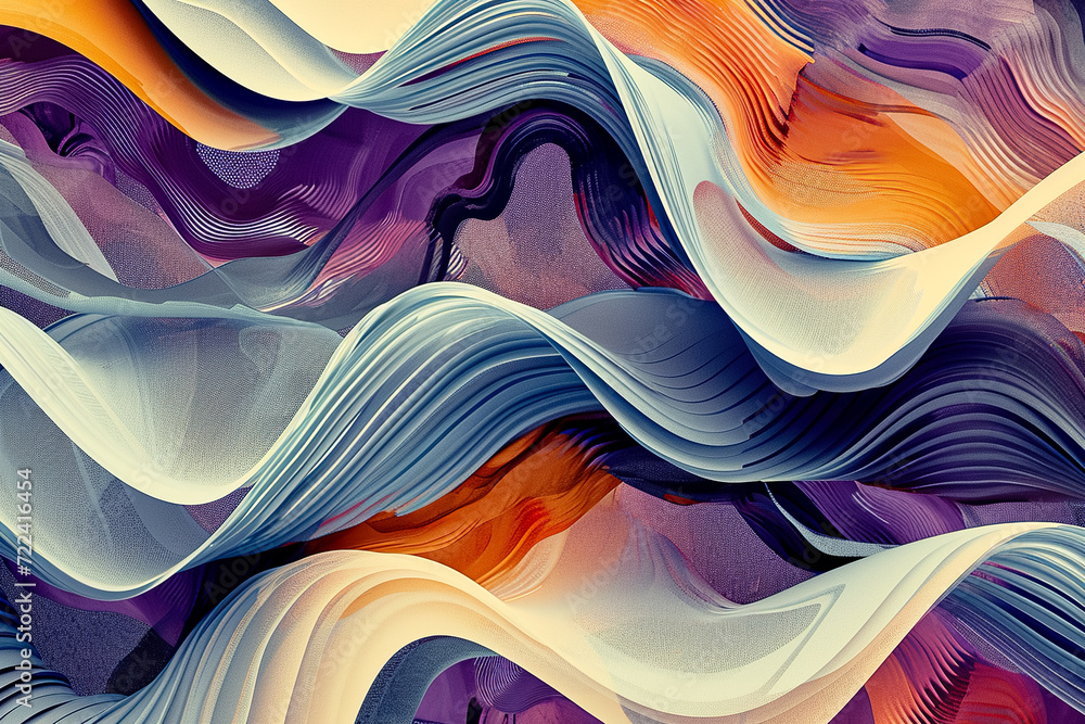 Poster create an abstract pattern of flowing ribbons, with dynamic lines and textures