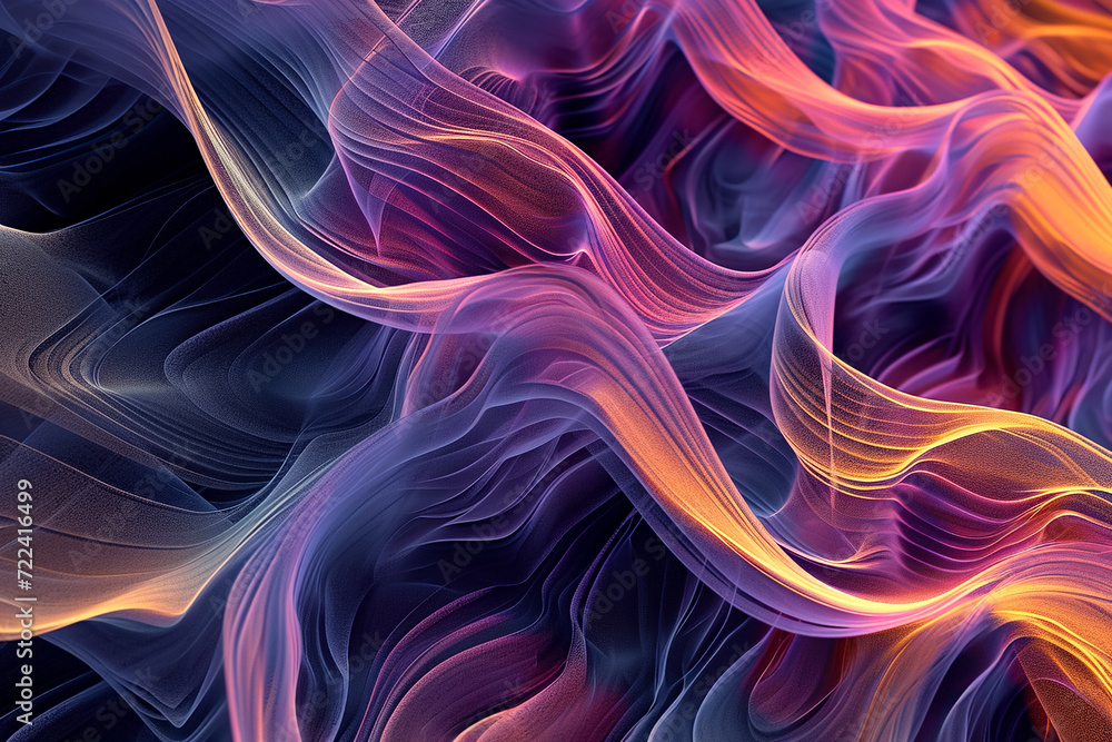 Poster create an abstract pattern of flowing ribbons, with dynamic lines and textures