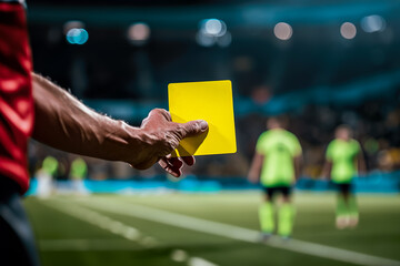 A footballer placing a bet on the number of yellow cards in the match - obrazy, fototapety, plakaty