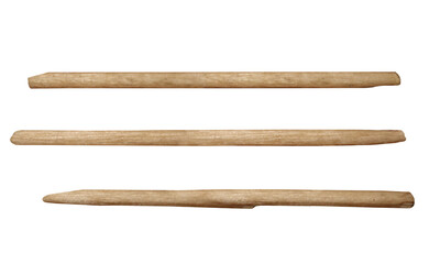 Peeled from the bark horizontal wooden logs on isolated transparent background