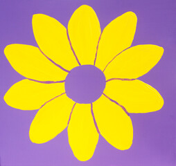 Yellow flower on purple background painting