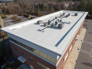 Drone Photos of TPO Commercial & Residential Roofing - obrazy, fototapety, plakaty